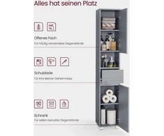 Vasagle Badezimmerschrank 30 x 30 x 170 cm mystisches Grau