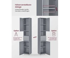 Vasagle Badezimmerschrank 30 x 30 x 170 cm mystisches Grau