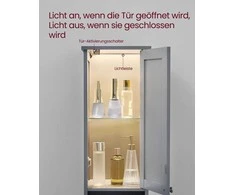 Vasagle Badezimmerschrank mit Beleuchtung taubengrau