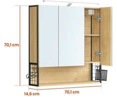 Songmics Vonios spintelė su LED apšvietimu 14,5 x 70 x 70 cm