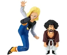 Banpresto Dragon Ball Z Match Makers Android 18 &amp; Mr. Satan set 2 figures 11-8cm
