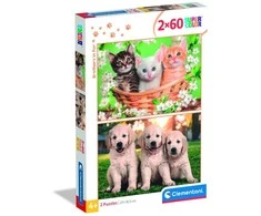 Clementoni Dėlionė 2x60 vnt. - Mieli gyvūnai