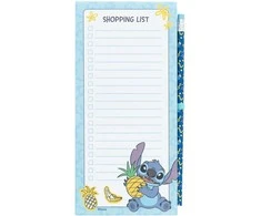 Disney Stitch Tropical – magnetinis bloknotas / pirkinių sąrašas šaldytuvui + pieštukas (10 x 21 cm)