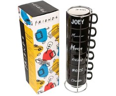 Friends Draugai - Keraminių puodelių rinkinys su stovu 150ml 6 vnt.