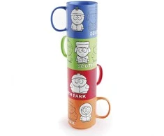 Other Brand Pietų parkas - 4 keraminių puodelių su stovu rinkinys, 300 ml