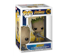 FUNKO POP! Vinilinė figūrėlė: Marvel: Avengers Infinity War - Groot with Gun, 9 cm