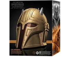 Kostiumo aksesuaras - Hasbro Star Wars The Juodas Series The Armorer's Helmet (replica, elektroninės funkcijos, kietas plastikas)