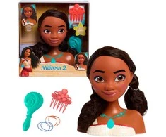 justplay Lėlė plaukų šukavimo ir formavimo galvutė Disney Princess Moana 2 Moana +priedai