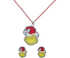 Peers Hardy The Grinch Christmas Set pakabukas + earrings