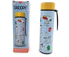 Puckator Peanuts Snoopy &amp; Woodstock thermos stainless steel bottle thermometer 450ml