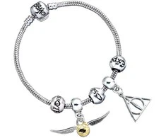 The Carat Shop Harry Potter Deathly Hallows Snitch 3 Spellbeads sidabrinis charm bracelet