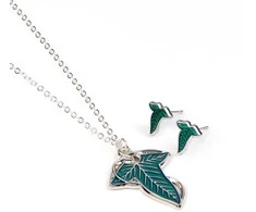 The Carat Shop The Lord of the rings Leaf of Lorien earringss and pakabukas gift set