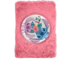 KIDS Dienoraščio užrašinė A5 pliušinis Lilo ir Stitch su rožinėmis linijomis / St00081