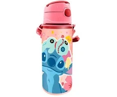 Kids Euroswan Vaikams skirtas „Euroswan“ – licencijuoti aksesuarai, aliuminio buteliukas su kandikliu, 600 ml – Rožinė | Lilo ir Stitch
