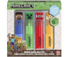 Kids Licensing Minecraft pack with 4 highlighters with stamp