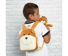 Perletti Benji Bear reversible backpack with plush toy 25cm