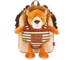 Perletti Lenny Lion reversible backpack with plush toy 25cm