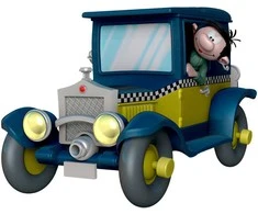 Plastoy Gaston Taxi Fiat 509 money box figure 15cm