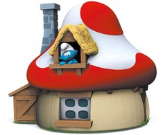 Plastoy Smurfs mushroom house money box figure 15cm