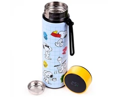 Puckator Peanuts Snoopy &amp; Woodstock thermos stainless steel bottle thermometer 450ml