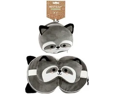 Puckator Relaxeazzz Raccoon round travel pillow and eye mask