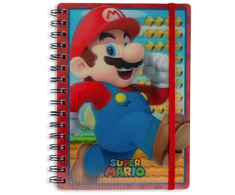 Kids Licensing Piramidės formos užrašų knygelė „Super Mario“ – Mario, lęšinis, laidinis, A5