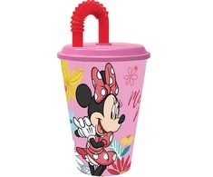 STOR Minnie Mouse puodelis su šiaudeliu, 430 ml