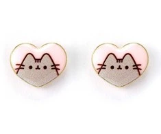 Pusheen Klasikiniai širdies formos auskarai