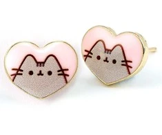 Pusheen Klasikiniai širdies formos auskarai