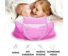 Nešiojama lovytė kūdikiams su tinkleliu, mėlyna