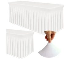 Tamprus užvalkalas banketiniam stalui su klostėmis, baltas, 180x76 cm