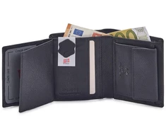 Vyriška odinė piniginė Nordee RFID, juoda