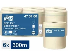 Šluostymo popierius TORK Reflex Basic M4 1-sl., 20,5 x 35 cm, 300 m/rul., geltona sp., 473100