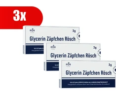 Bano Healthcare 3 VNT. RÖSCH glicerino žvakutės, 3 g, 10 žvakučių