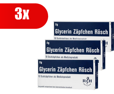 Bano Healthcare 3 VNT. RÖSCH glicerino žvakutės, 2 g, 10 žvakučių