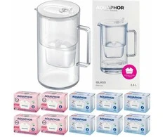 Aquaphor Glass 2,5 l stiklinis filtravimo ąsotis + 10 Maxfor filtrų (4Mg+6)