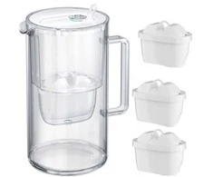 Aquaphor Glass, stiklinis 2,5 l filtravimo ąsotis su 3vnt Maxfor+ kasetėmis, baltas