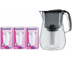 Aquaphor Orleans 4.2l su 3vnt A5 Mg kasetėmis, juodas