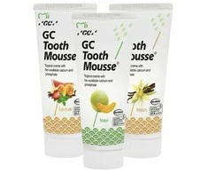 Remineralizuojanti dantų pasta be fluoro GC Mousse vanilės, melionų ir tutti skonių, 35 ml, 3 vnt.
