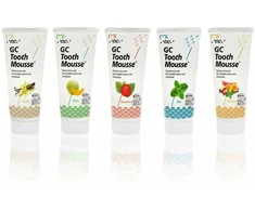 Remineralizuojantis dantų kremas be fluoro, penki skoniai, GC Tooth Mousse Recaldent, 35 ml x 5vnt