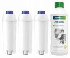 Vandens filtrai Delonghi kavos aparatui, 3 vnt. + 500ml. nukalkinimo priemonės