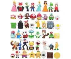 48vnt./ rinkinys Super Mario Family Luigi Yoshi Bowser Wario Peach Toad Daisy Figūros modelio žaislai