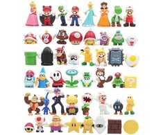 48vnt./ rinkinys Super Mario Family Luigi Yoshi Bowser Wario Peach Toad Daisy Figūros modelio žaislai