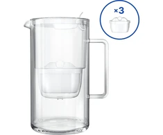 Aquaphor Glass, stiklinis 2,5 l filtravimo ąsotis su 3vnt Maxfor+ kasetėmis, baltas