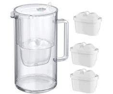 Aquaphor Glass, stiklinis 2,5 l filtravimo ąsotis su 3vnt Maxfor+ kasetėmis, baltas