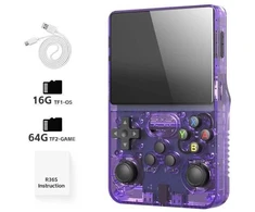 DATA FROG R36S retro delninis vaizdo žaidimų konsolė Linux sistema 3,5 colio IPS žaidimų ekranas, nešiojamas kišeninis vaizdo grotuvas 2023(PURPULINĖ)