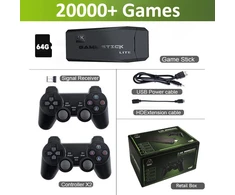 M8 4k HD Stick vaizdo žaidimų konsolė 10000 žaidimų 9 emuliatoriai, dvigubi belaidžiai valdikliai televizoriaus žaidimų Stick Retro delninė žaidimų konsolė