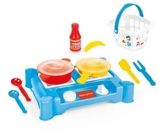 Mini viryklės rinkinys su priedais Dolu Fisher Price, 1822, mėlynas