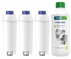 Vandens filtrai Delonghi kavos aparatui, 3 vnt. + 500ml. nukalkinimo priemonės
