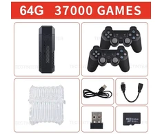 X2 Plus 4K Game Stick GD10 Pro Retro vaizdo žaidimų konsolė 128G Integruoti 41000 3D žaidimai su dviem žaidimų pultu 40+ emuliatoriais, skirtais N64/PSP